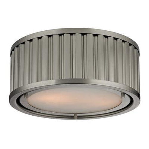 Linden Collection 2 Light Flush Mount In Brushed Nickel- LED