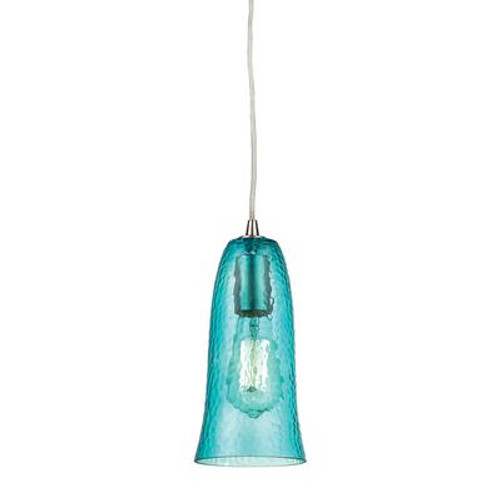 Hammered Glass 1 Light Pendant In Satin Nickel