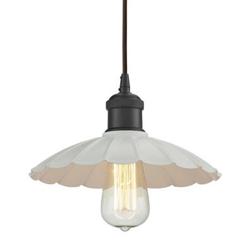 Corrine 1 Light Pendant In Oil Rubbed Bronze/White