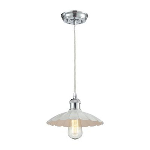 Corrine 1 Light Pendant In Polished Chrome/White