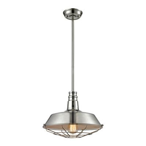 Warehouse Pendant 1 Light Pendant In Polished Nickel