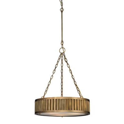 Linden Collection 3 Light Pendant In Aged Brass - LED