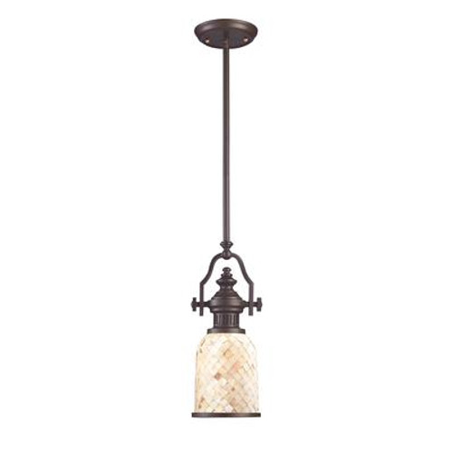 Chadwick 1-Light Pendant In Oiled Bronze And Cappa Shell