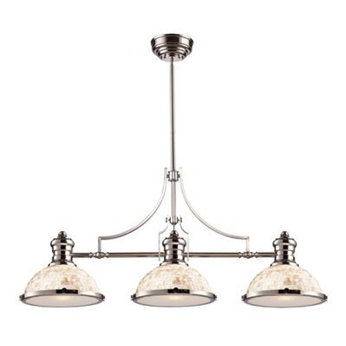 Chadwick 3-Light Island Light In Polished Nickel With Cappa Shell