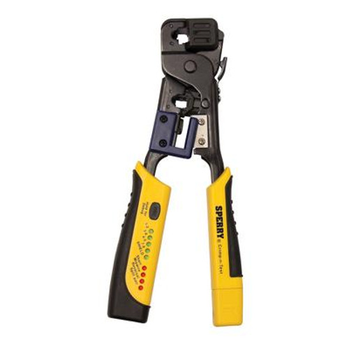 Crimp-n-Test&#153; RJ45 Crimper and Tester; 4-in-1 Tool; Cuts; Strips; Terminates and Tests; 1/Ea