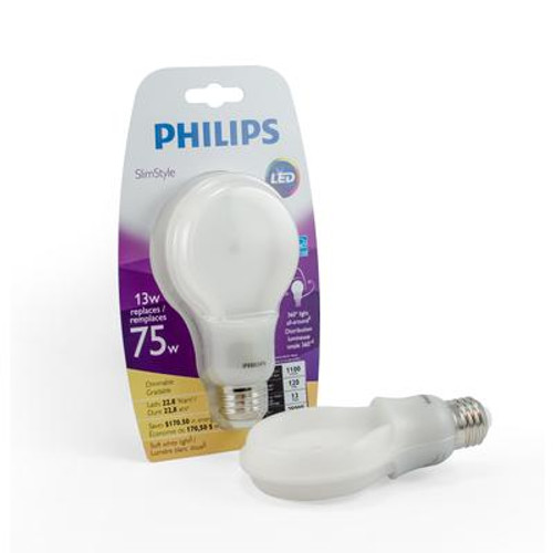 LED 13W = 75W A-Line Slim Style Soft White (2700K) - Case of 4 Bulbs