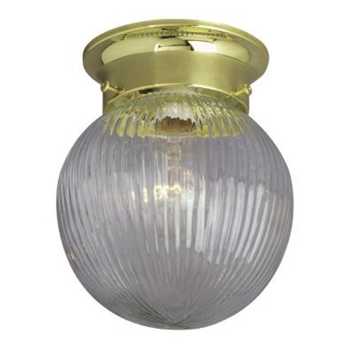 Ceiling Fixture With 6 In. Clear Ribbed Glass