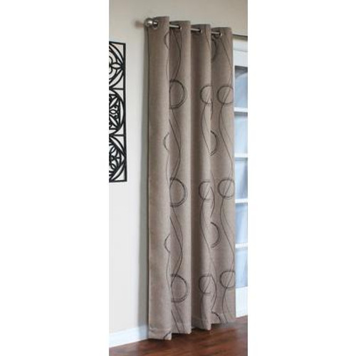 BROOKE PRINTED; Grommet; Grey; 54 x 108