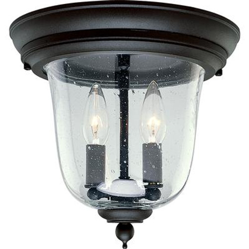 Ashmore Collection Textured Black 2-light Outdoor Flushmount