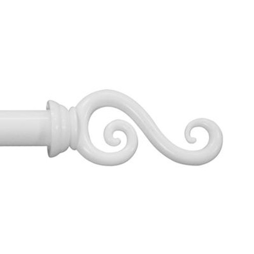 48 Inch-84 Inch; White 5/8 Inch Scroll Rod Set