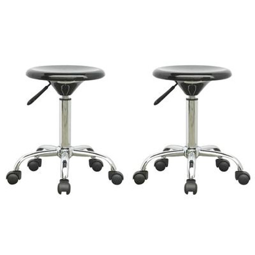 Workspace Adjustable Office Stool In Glossy Black; Set Of 2