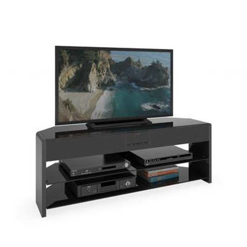 Santa Brio Glossy Black TV Stand With Sound Bar For TVs Up To 55 Inch