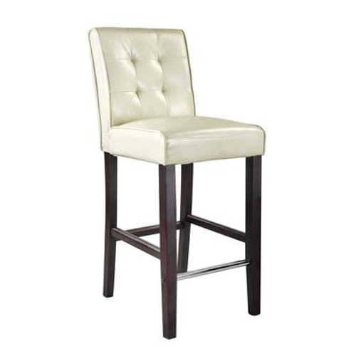 Antonio Bar Height Barstool In Cream White Bonded Leather