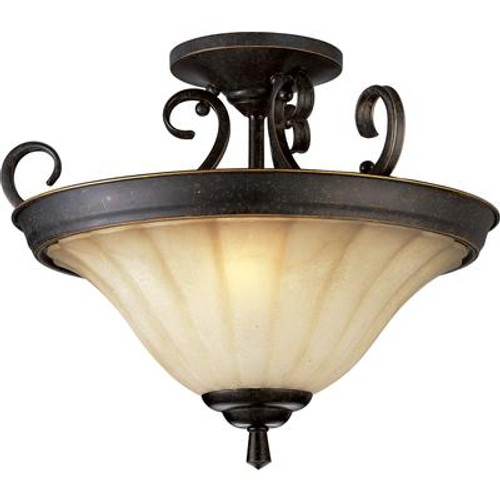 Le Jardin Collection Espresso 2-light Semi-flushmount