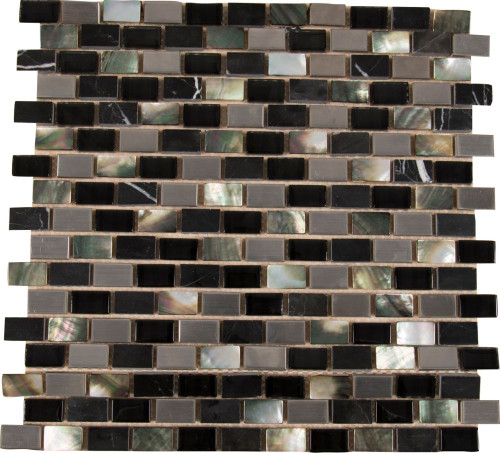 Midnight Pearl 12 Inch.  X 12 Inch.  X 8 Mm Glass Metal Stone Mesh-Mounted Mosaic Wall Tile (10 Sq. Feet. /Case)