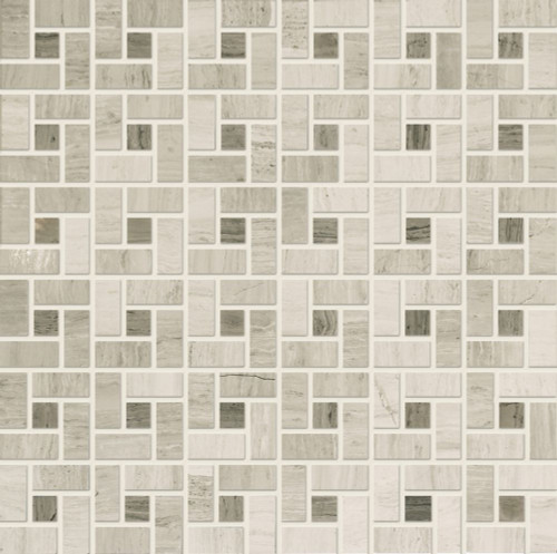 Polished Troy Wooden White Limestone Mosaic