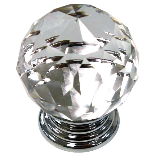 Classic Metal Knob - Chrome, Acrylic - 40 Mm Dia.