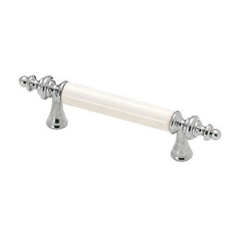 Classic Metal Pull - White, Chrome - 76 Mm C. To C.