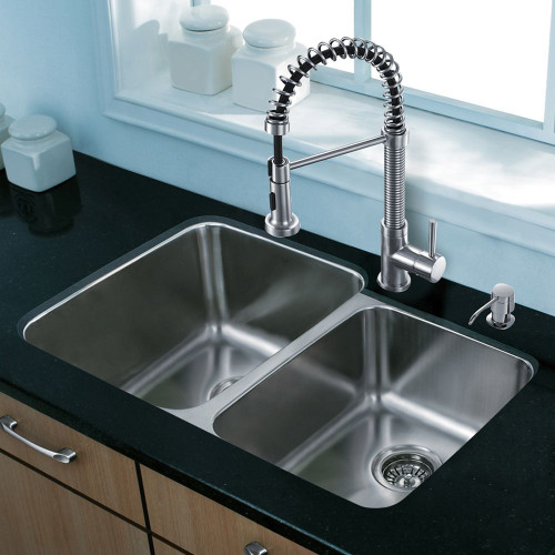 Stainless Steel All in One Undermount Kitchen Sink and Faucet Set 32 Inch