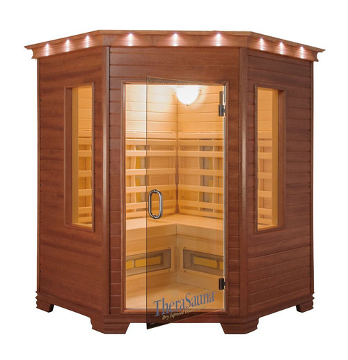 TheraSauna 3 Person Corner Infrared Sauna with MPS Control, Aspen Wood and 12 Heaters