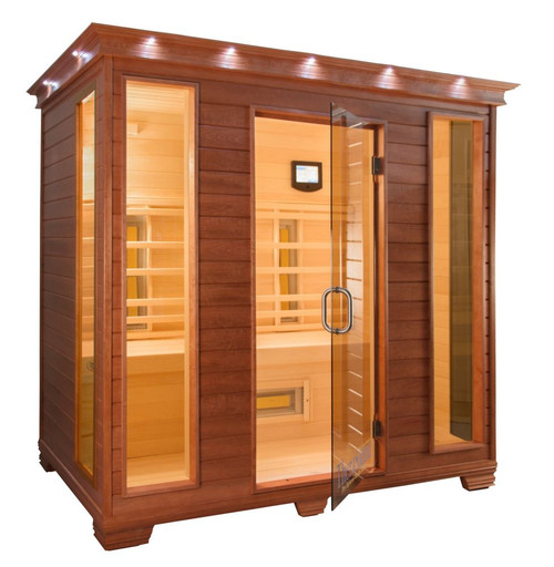 TheraSauna 4-Person Infrared Sauna with MPS Control, Aspen Wood and 12 TheraMitter Heaters