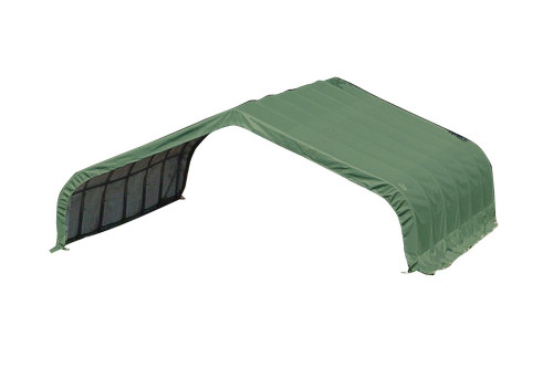 Run-In Shelter, Peak Style, Green Cover - 22 Feet x 24 Feet x 12 Feet