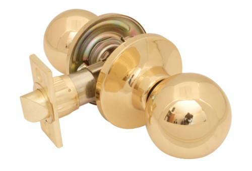 Saturn Door Lock Passage Polish Brass