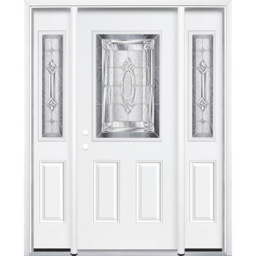 65"x80"x4 9/16" Providence Nickel Half Lite Right Hand Entry Door with Brickmould