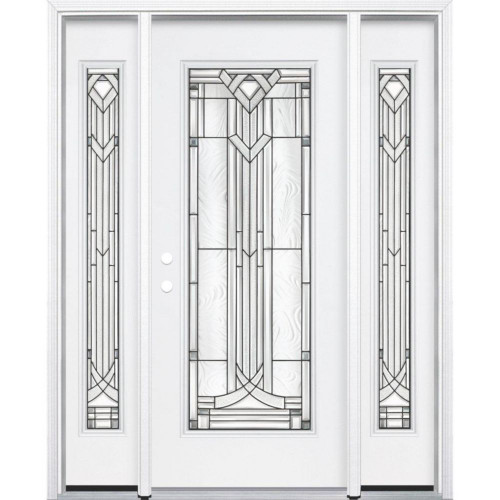 67"x80"x6 9/16" Chatham Antique Black Full Lite Right Hand Entry Door with Brickmould