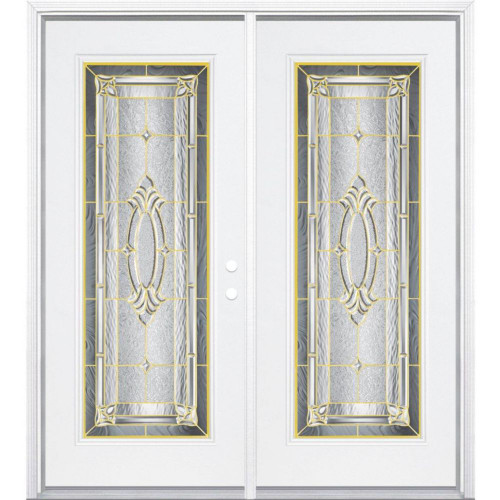 72"x80"x6 9/16" Providence Brass Full Lite Left Hand Entry Door with Brickmould