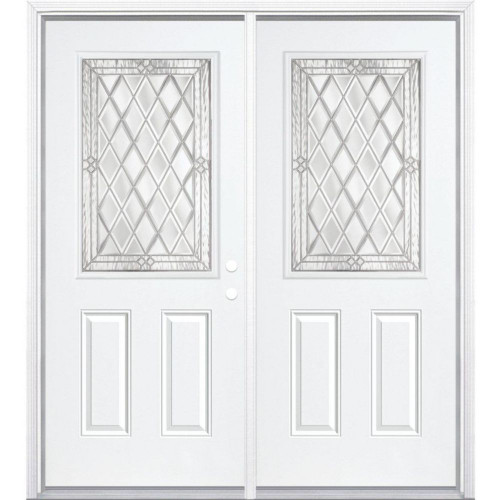 72"x80"x6 9/16" Halifax Nickel Half Lite Left Hand Entry Door with Brickmould