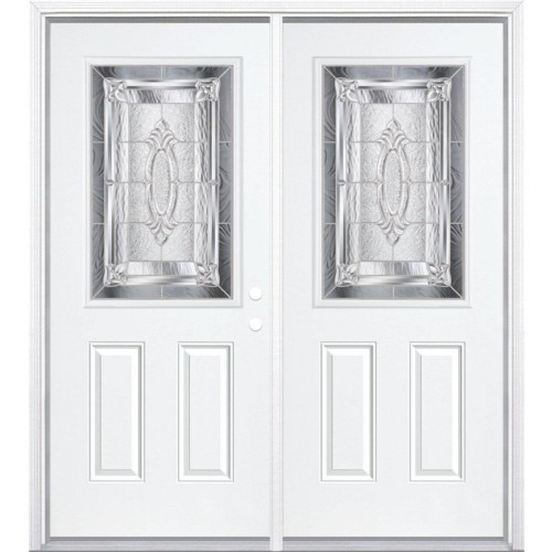 72"x80"x6 9/16" Providence Nickel Half Lite Left Hand Entry Door with Brickmould