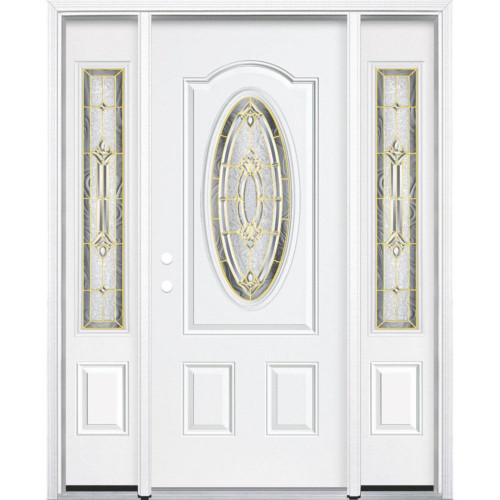 65"x80"x4 9/16" Providence Brass 3/4 Oval Lite Right Hand Entry Door with Brickmould