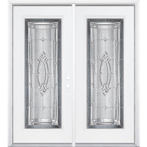 68"x80"x6 9/16" Providence Nickel Full Lite Left Hand Entry Door with Brickmould