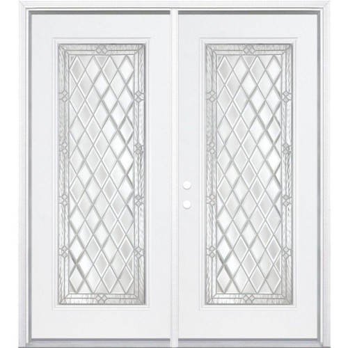 72"x80"x6 9/16" Halifax Nickel Full Lite Right Hand Entry Door with Brickmould