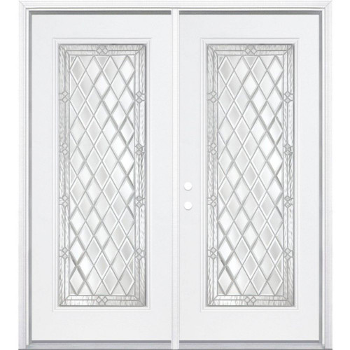 68"x80"x4 9/16" Halifax Nickel Full Lite Right Hand Entry Door with Brickmould