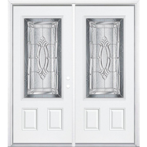 68"x80"x6 9/16" Providence Nickel 3/4 Lite Left Hand Entry Door with Brickmould