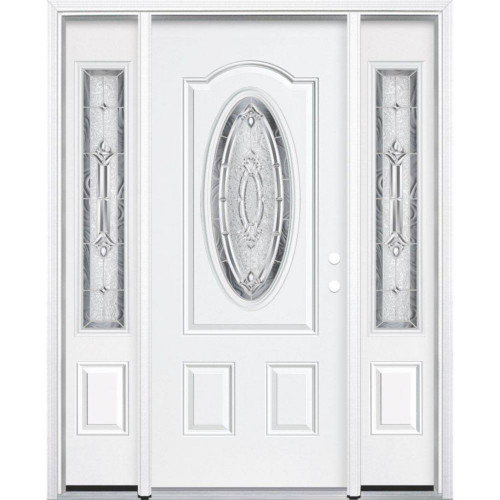 65"x80"x4 9/16" Providence Nickel 3/4 Oval Lite Left Hand Entry Door with Brickmould