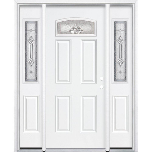 67"x80"x4 9/16" Providence Nickel Camber Fan Lite Left Hand Entry Door with Brickmould