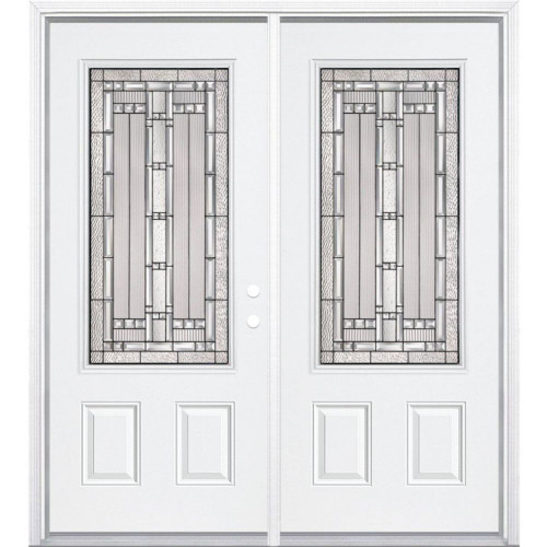 68"x80"x6 9/16" Elmhurst Antique Black 3/4 Lite Left Hand Entry Door with Brickmould