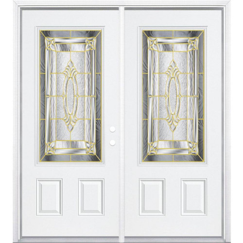 72"x80"x4 9/16" Providence Brass 3/4 Lite Left Hand Entry Door with Brickmould