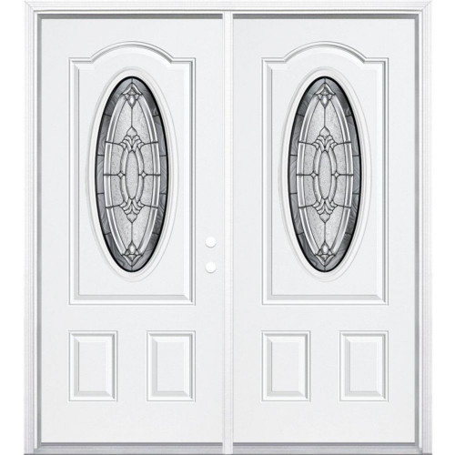 68"x80"x6 9/16" Providence Antique Black 3/4 Oval Lite Left Hand Entry Door with Brickmould