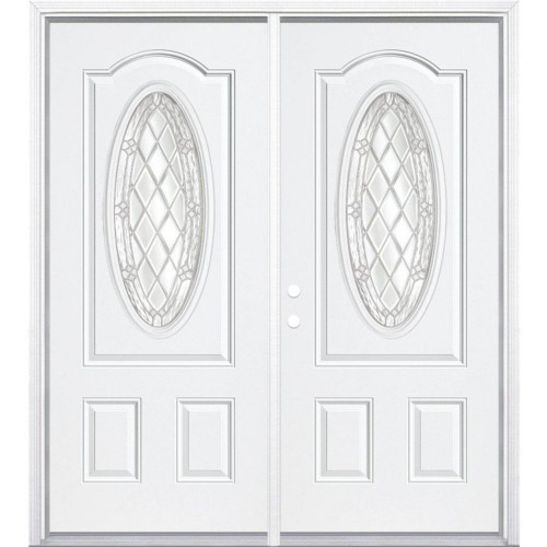 64"x80"x6 9/16" Halifax Nickel 3/4 Oval Lite Right Hand Entry Door with Brickmould