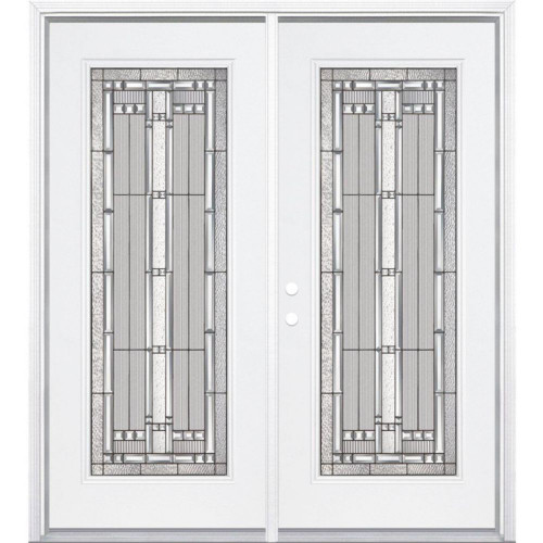 68"x80"x6 9/16" Elmhurst Antique Black Camber Full Lite Right Hand Entry Door with Brickmould