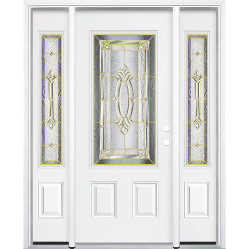 67"x80"x4 9/16" Providence Brass 3/4 Lite Left Hand Entry Door with Brickmould