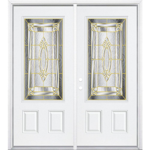 68"x80"x6 9/16"Providence Brass 3/4 Lite Right Hand Entry Door with Brickmould