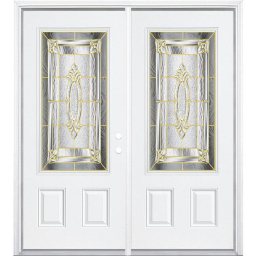 72"x80"x6 9/16" Providence Brass 3/4 Lite Left Hand Entry Door with Brickmould
