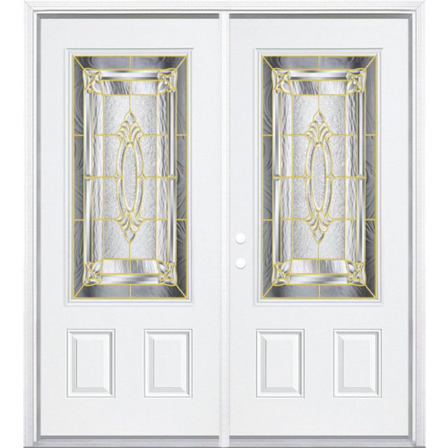 72"x80"x6 9/16" Providence Brass 3/4 Lite Right Hand Entry Door with Brickmould