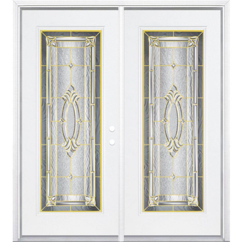 64"x80"x4 9/16" Providence Brass Full Lite Left Hand Entry Door with Brickmould