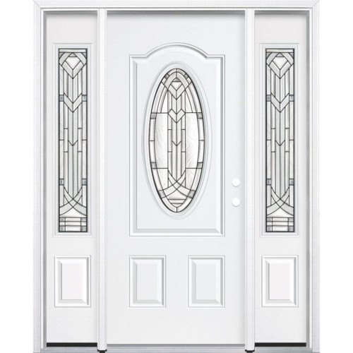 65"x80"x4 9/16" Chatham Antique Black 3/4 Oval Lite Left Hand Entry Door with Brickmould